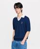 Emelbi Varsity Tuck Texture Open Collar Short Sleeve Knit Bos (D.Navy)