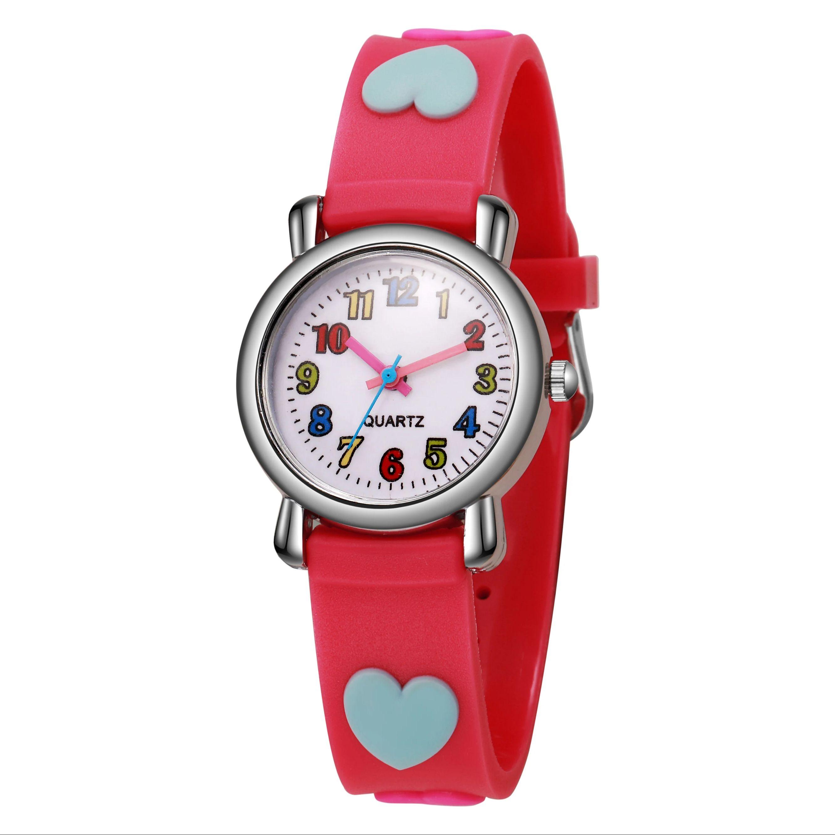 

The new children s watch features a cute cartoon girl. Primary school students only check the time красный