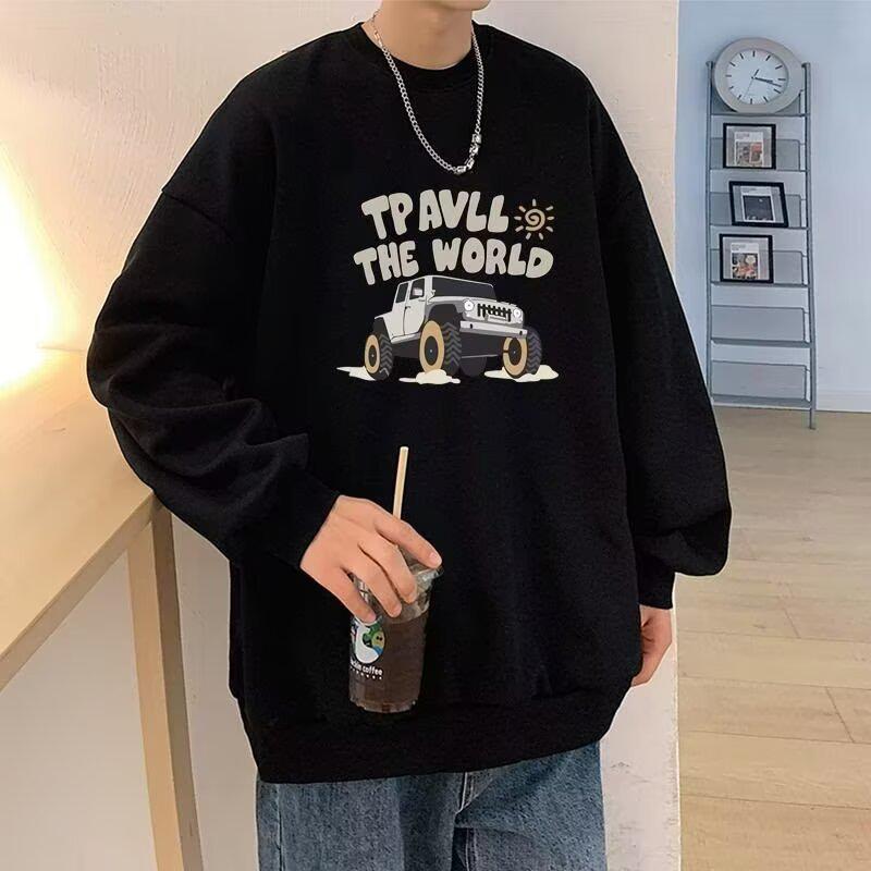 

Men s Oversized Velvet Hoodie: Autumn & Winter Style, Round Neck, Versatile & Trendy Casual Wear 2XL