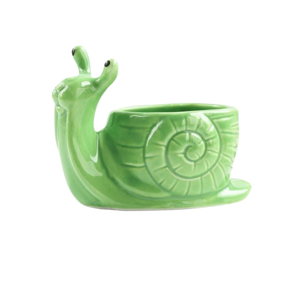 Snail Shape Ceramic Flower Pot Ornaments Potted Planter Flower Vase Tabletop Display зелёный