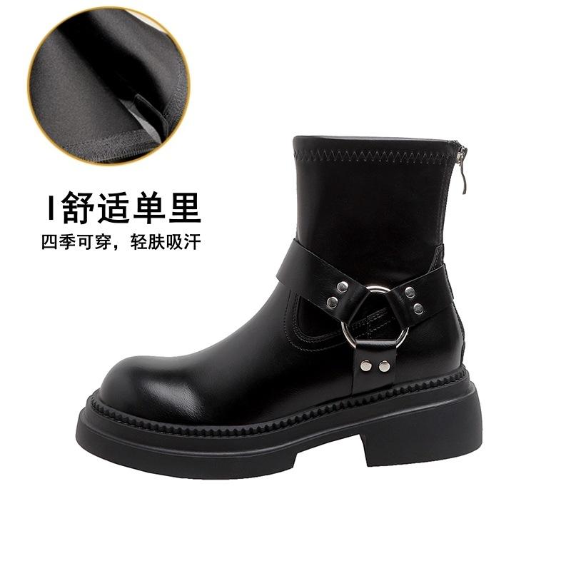 

Ботильоны ретро рыцарские ботинки женские 2025 осень и зима ветер толстая подошва ботинки Мартин толстый каблук ковбойские сапоги 34