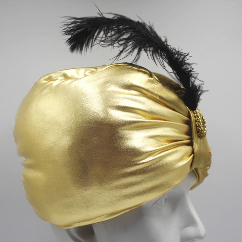 Halloween Hot Gold Bright Color Indian Hat National Feather Hat European and American Baotu Hat Funny Hat Arab Hat