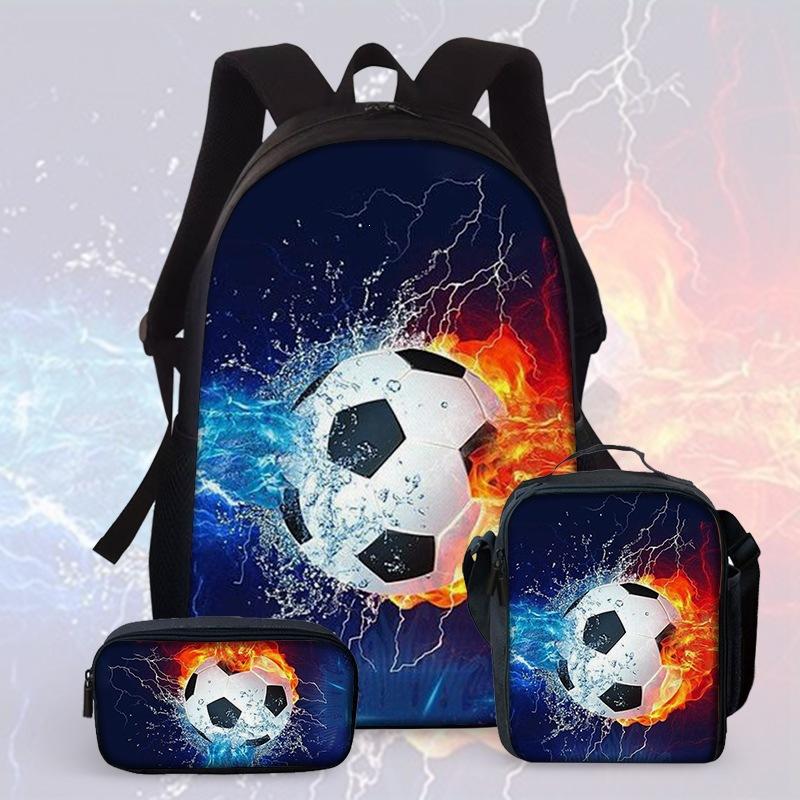 Large Capacity Schoolbag with Shoulder Strap; Student Three-piece Pencil Case Set