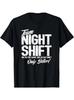 1 Stück Team Night Shift Grafik-T-Shirt - Lässiges Baumwoll-T-Shirt mit geometrischem Muster,