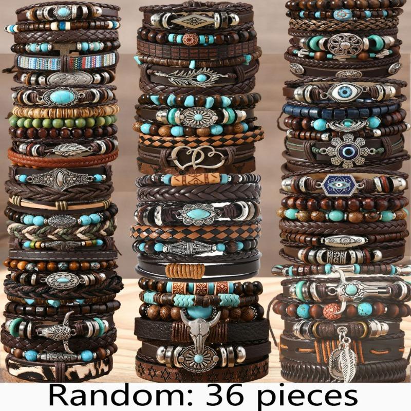 Hot Sale Skull Cow Head Zinc Alloy Accessories 6-piece Cowhide Bracelet Combination