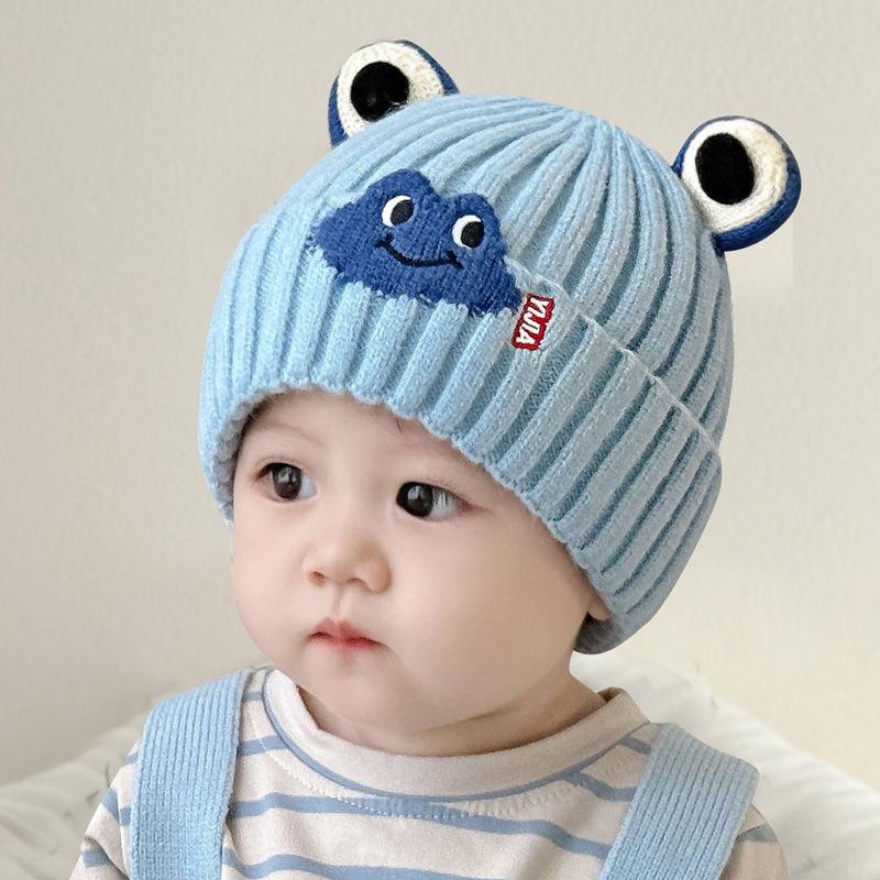 Baby hat autumn and winter cute woolen hat infant super cute thickened ear protection hat small month age warm cover hat