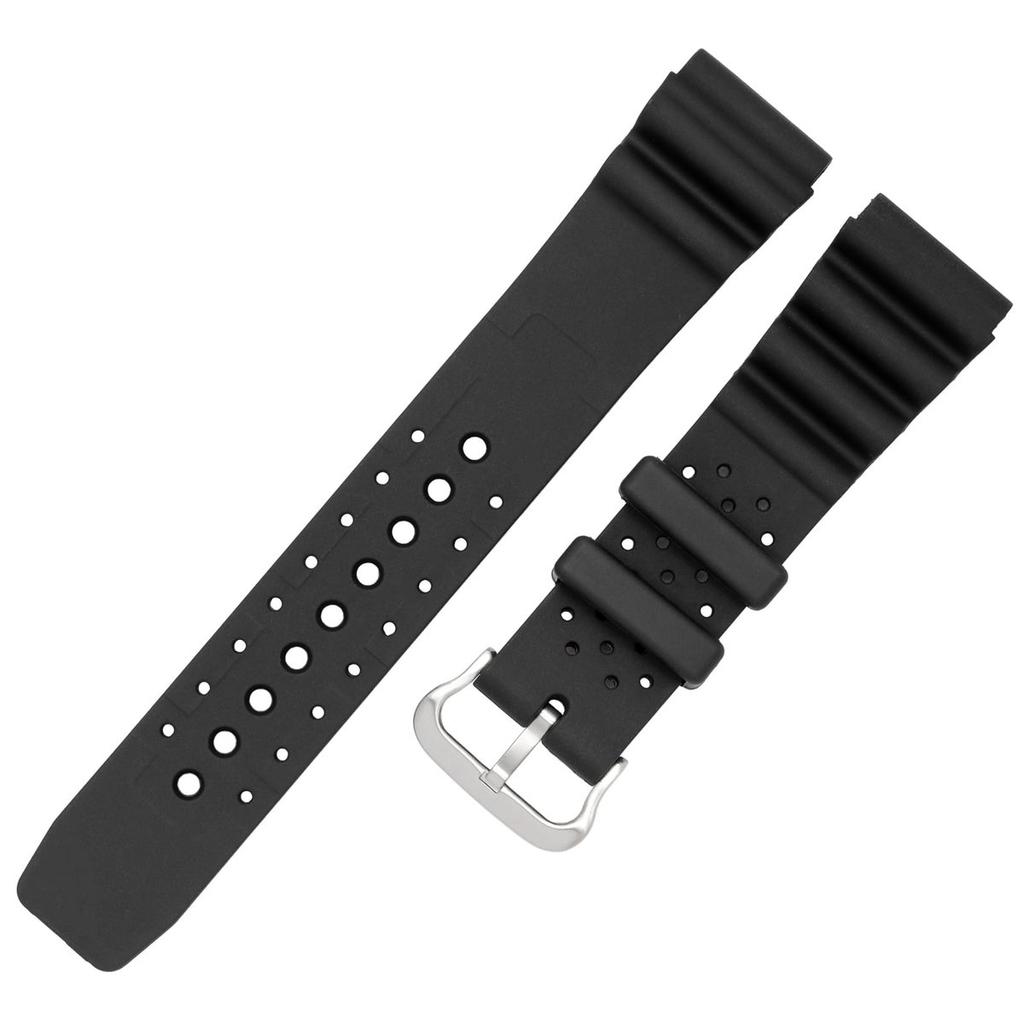 CREPHA 22mm Diver-Type Polyurethane Watch Strap - Black
