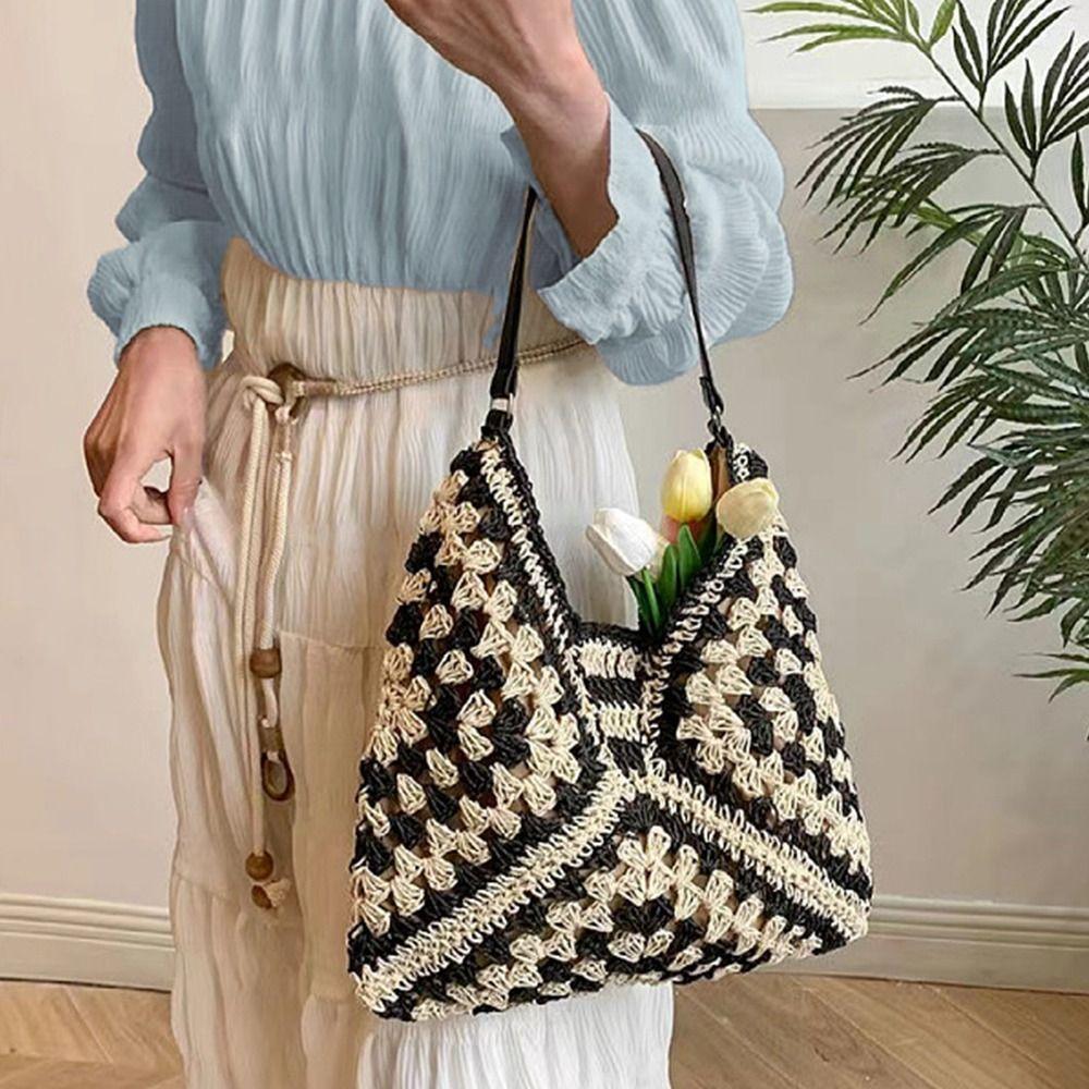 Leisure Straw Crochet Bag Beach Women's Handbags New Weave Shoulder Bag  Ladies/Girls