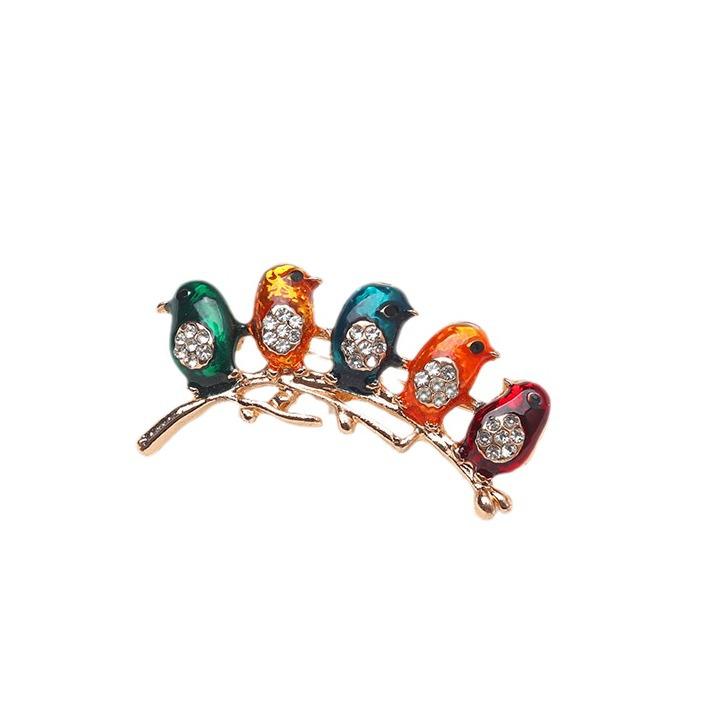 Colorful Dripping Oil Bird Brooch - Unisex Retro Fashion Accessory