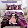 3pcs Duvet Cover Set (1*Duvet Cover + 2*Pillowcase, Without Core), Demon Slayer Print Soft All‑Season Bedding Set, Home Bedroom Decor Gift