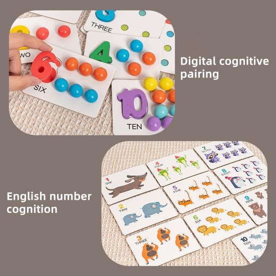 1 Set Arithmetic Math Toy Kit with Beads Blocks Chopsticks Spoons Silicone Bowl Number Learning Counting Color Sorting Toddlers Boys Girls Educational