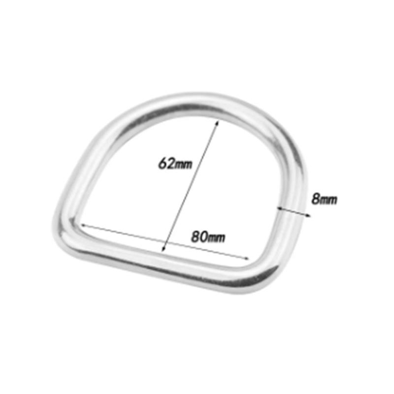 In-stock 316 Stainless Steel Semicircle Seamless Welded D-ring Kayak Surfboard Hardware Pull Buckle.