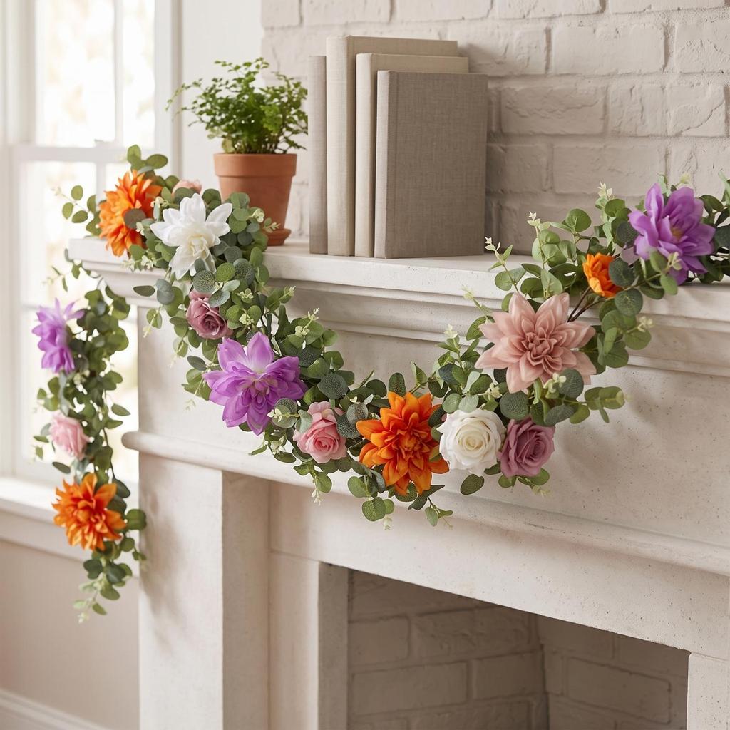 Artificial Flower Garland Floral Mixed Vine with Leaves Flexible