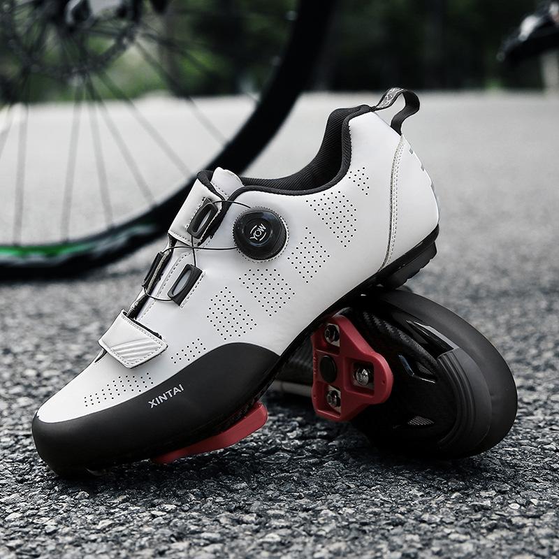 Outdoor Cycling Shoes Breathable Bicycle Shoes Men'S And Women'S Rotating Buckle Mountain Lock Highway Lock Unlocked Leather Surface
