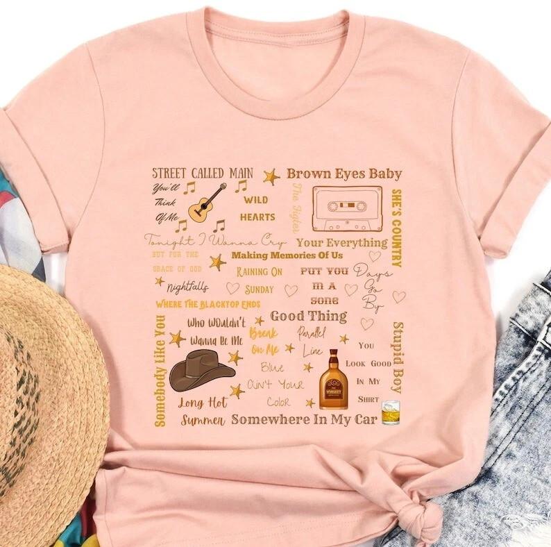 Keith Urban Country Music Song Lyrics T-shirt size S-5XL XXXL