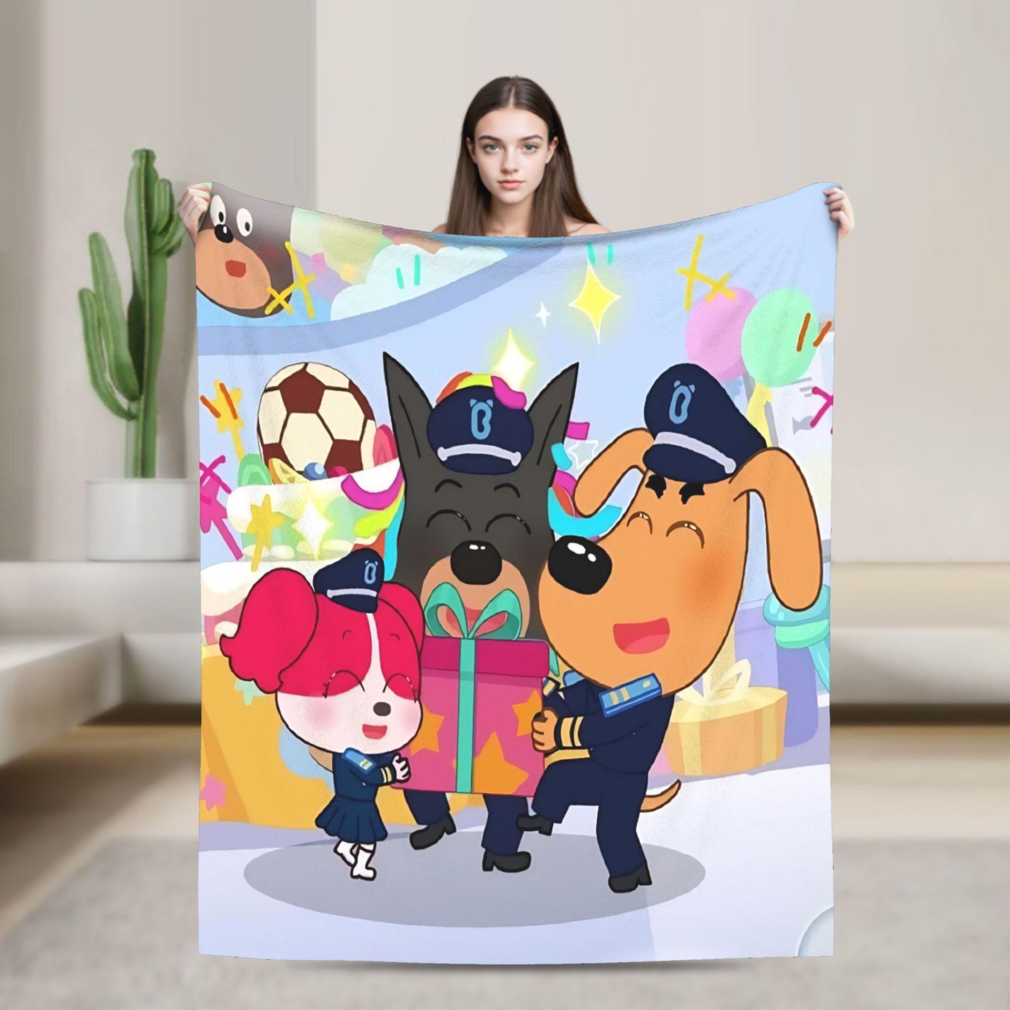 Happy Adults Toys Unisex Warm Soft Blanketgirls Boys Picnic Sheriffs Labradors Throw Blanket Flannel Bedspread For Bedroom Graphic Sofa Bed Cover