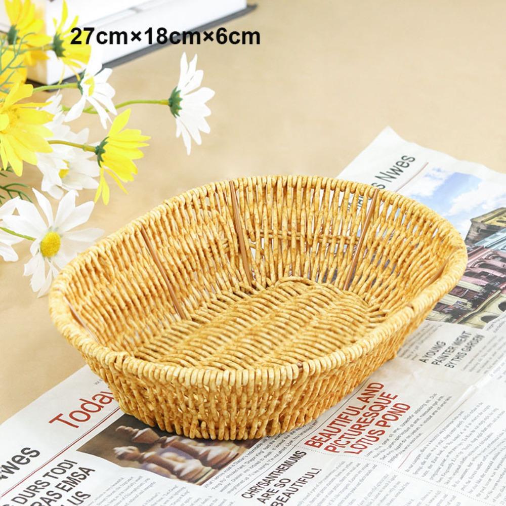 Household Rattan Woven Serving Baskets Cake Dim Sum Tray  Restaurant Serving Tabletop Display