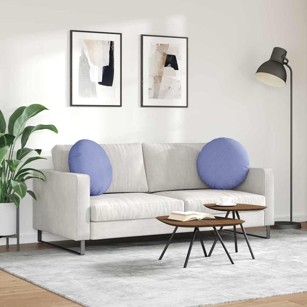 Seat Cushions 2 pcs Denim Blue Ø50 x 19 cm Fabric