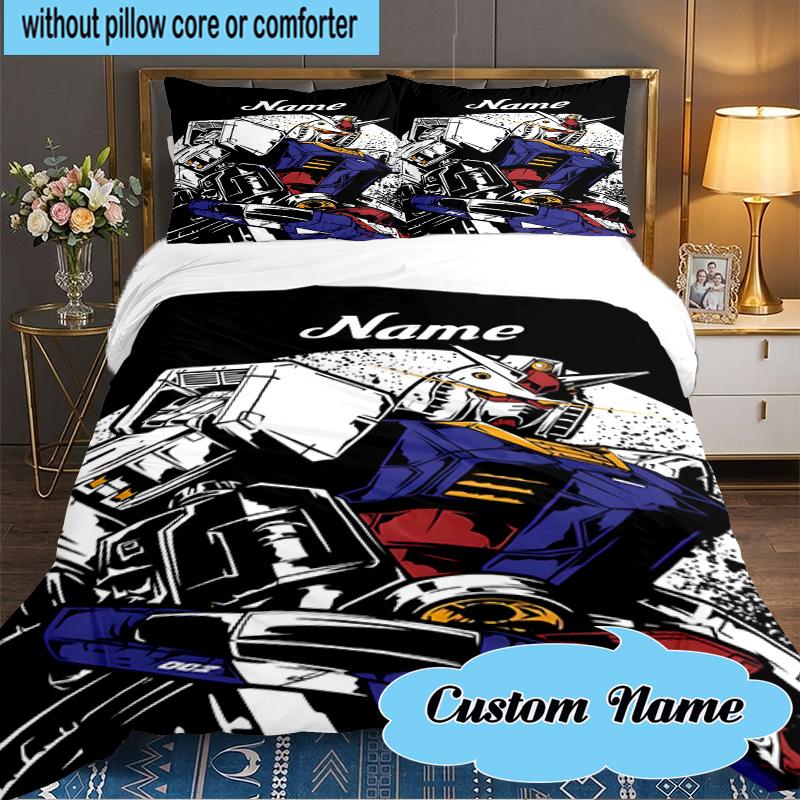 Custom Name 3PCS Robotic Warrior Adventure Bedding Set Including 1pc Duvet Cover And 2pcs Pillowcases for Bedroom, Dormitory Gift Home Decor