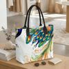  Watercolor Peacock Print Canvas Tote Bag for Shopping Travel