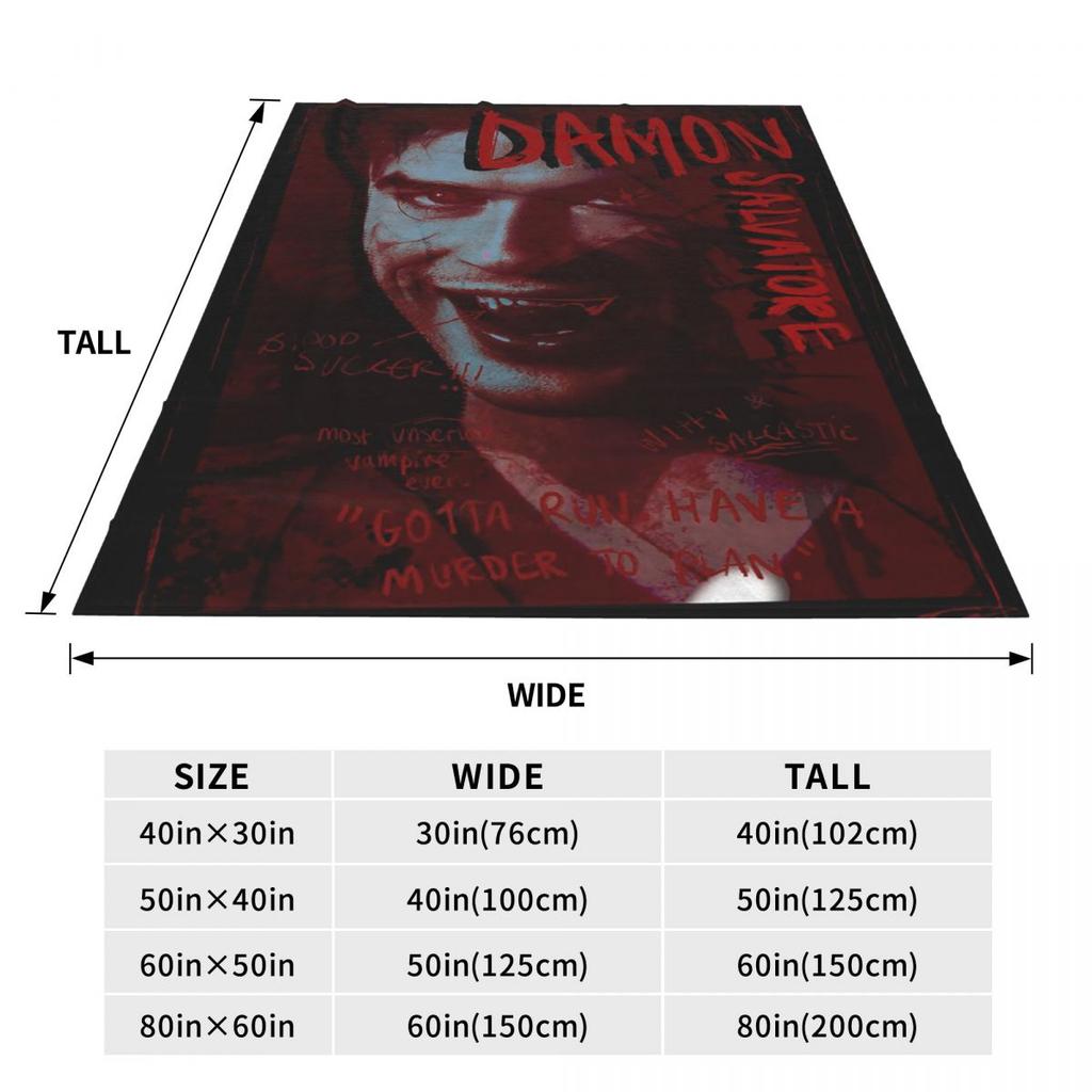 Damon Salvatore The Vampire Diaries Blankets Soft Warm Flannel Throw Blanket Bedding for Bed Living Room Picnic Travel Home Sofa