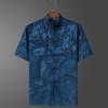 Chinese Stand Collar Ice Silk Tang Suit Men Short Sleeve Vintage Hanfu Clothing Hand Button Cheongsam Casual Dragon Kong Fu Clothes