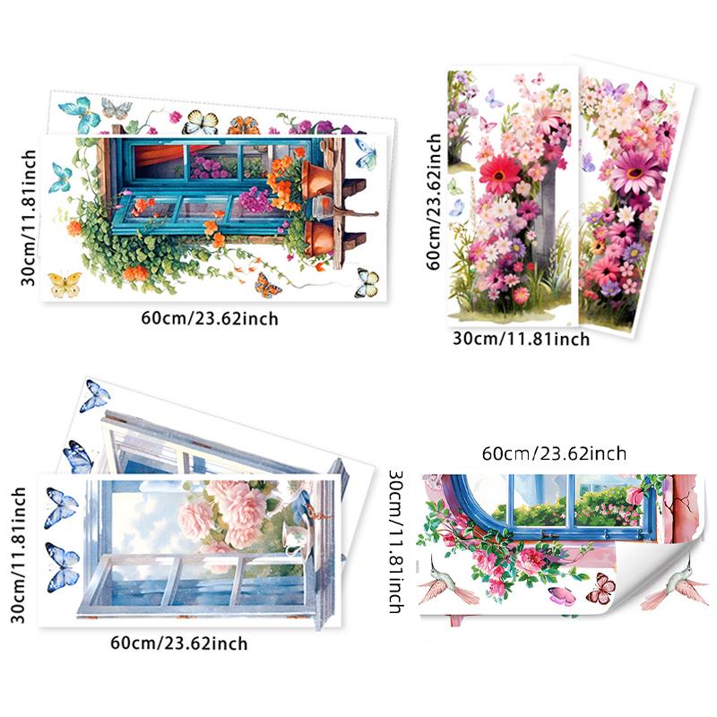 2 Stück Fensterblick Malerei Wandaufkleber Brillenfreie 3D Wanddeko Abziehen und Aufkleben Wandaufkleber für Wohnzimmer Badezimmer