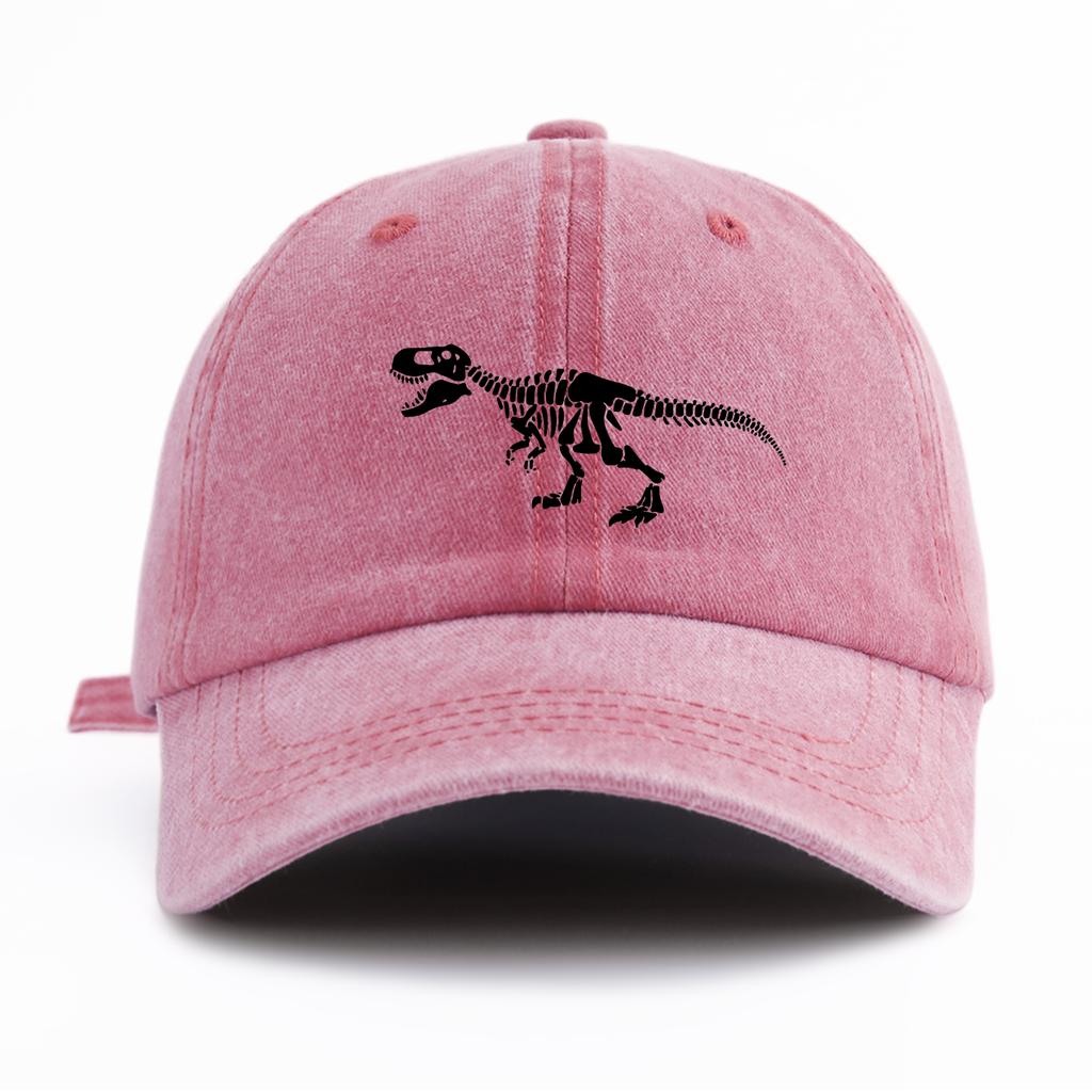 pc Black T Rex Print Washed Baseball Cap for Adults  Minimalist Retro Style Casual Soft Adjustable Dad Hat Perfect As Gift