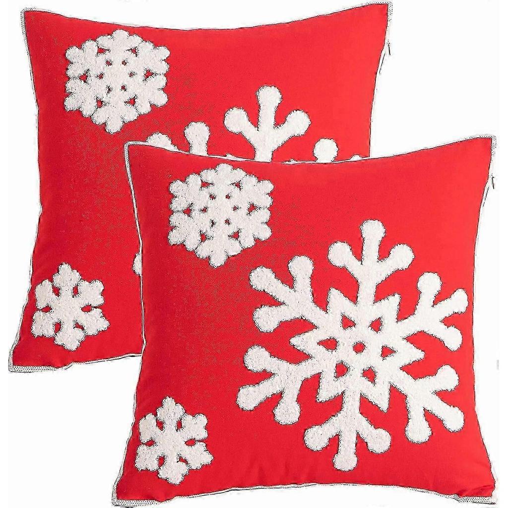 18x18,Cotton Christmas Blessing Throw Pillow Cover for Bed Sofa Cushion Car Snowflake Embroideried Pillowcases