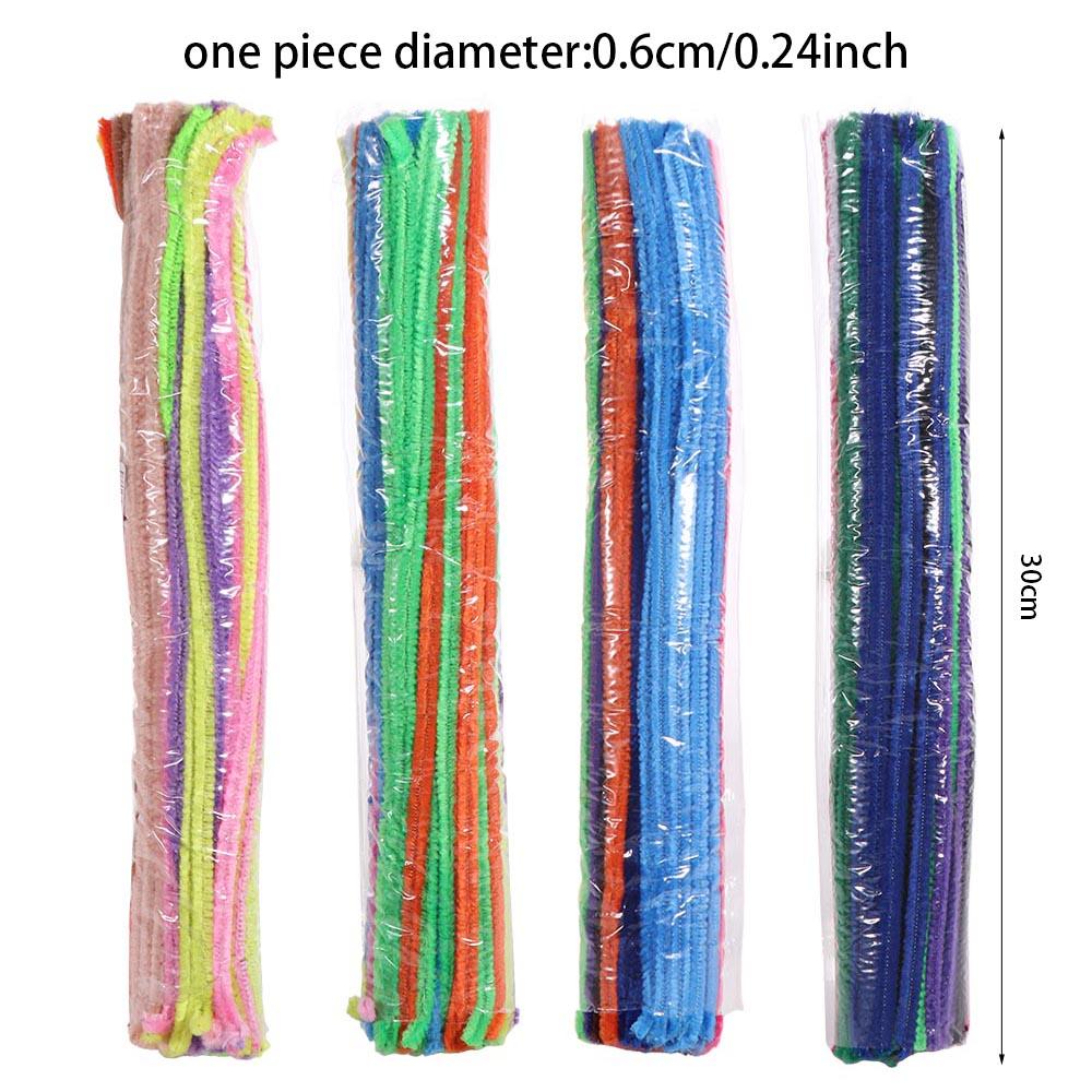 100pcs Plush Tinsel Stem Anvil Wire Craft Pipe Toys Chenille Stems Plush Wired Twist Sticks  Decor