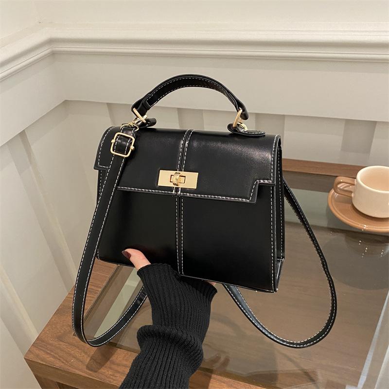 2025 New Color-Block Shoulder Bag Commuter Handbag  Premium Metal Lock Crossbody