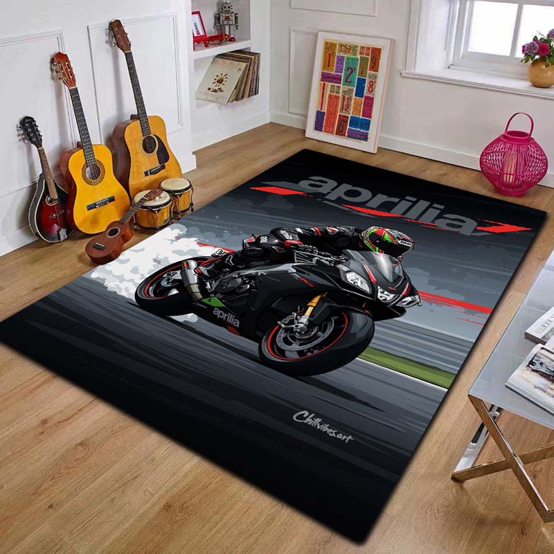 2026 A-Aprilia Rennwagen Logo Motorrad Teppich Teppich für Schlafzimmer Wohnzimmer Haus Sofa Dekoration, Kinder Spiel Dekor Bodenmatte Geschenk