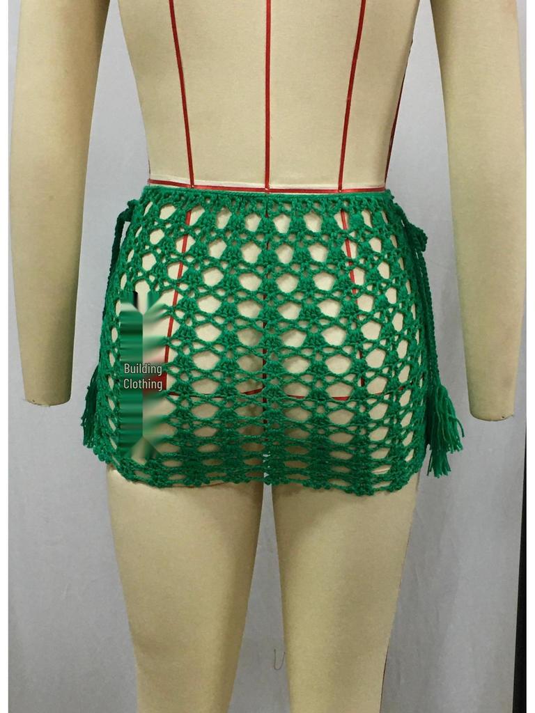 Dámská mini bodycon sukně z prodyšné síťoviny s průstřihy pro plážovou dovolenou