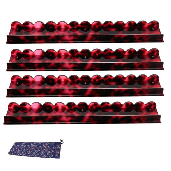 1/4Pcs Mahjong Rack with Magnetic Pusher & Storage Bag, Scalloped Acrylic Mah Jongg Tile Holder Pusher Bar, Gift for American Mahjong Players