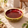 Round Solid-Wood Serving Bowl Deep Footed Wooden Handcrafted for