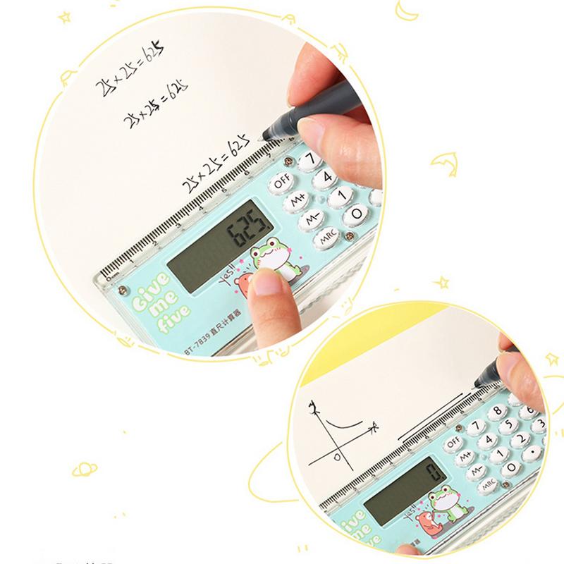 School Calculators For Students Multifunctional Digital Ruler Calculator Cute Portable Desktop Calculator Lightweight Calculator