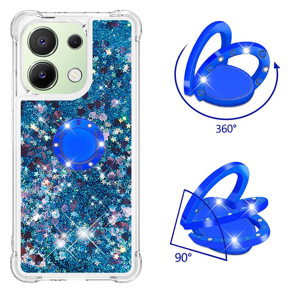 

For Xiaomi Redmi Note 13 4G TPU Case with Kickstand Quicksand Shockproof Cover Blue/Hearts
