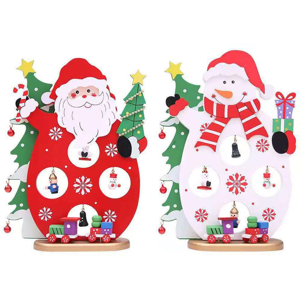 DIY Christmas Wood Christmas Ornaments Desktop Small Mini Christmas Party Decor Scene Window Decoration Home Ornaments