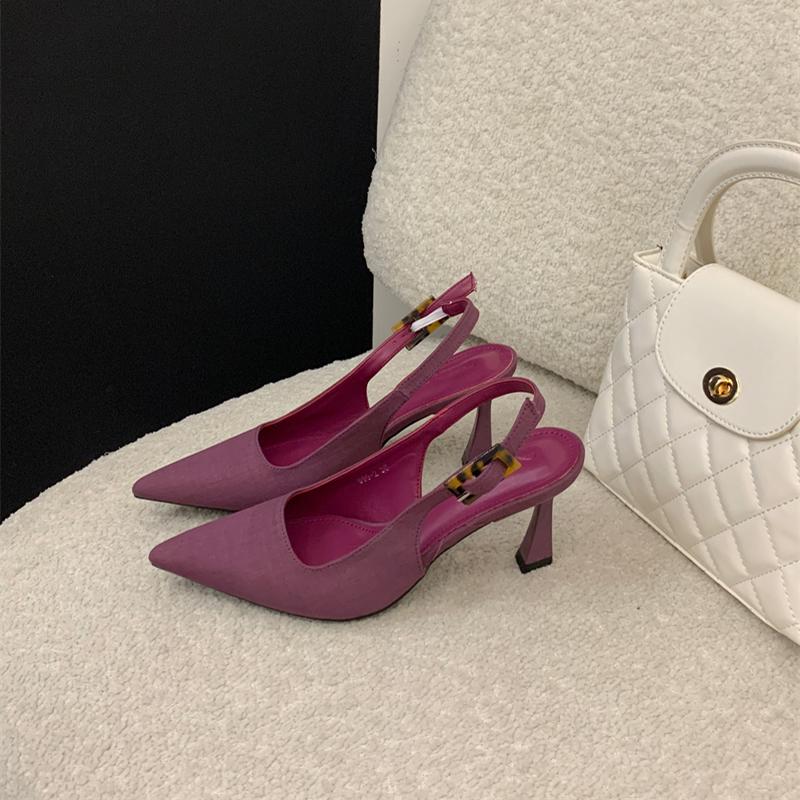 

Fashion 2025 Fashion Cover Toe Women Sandals Summer Ladies Elegant Singbacks High Heel Stripper Party Sandalias 35 фиолетовый