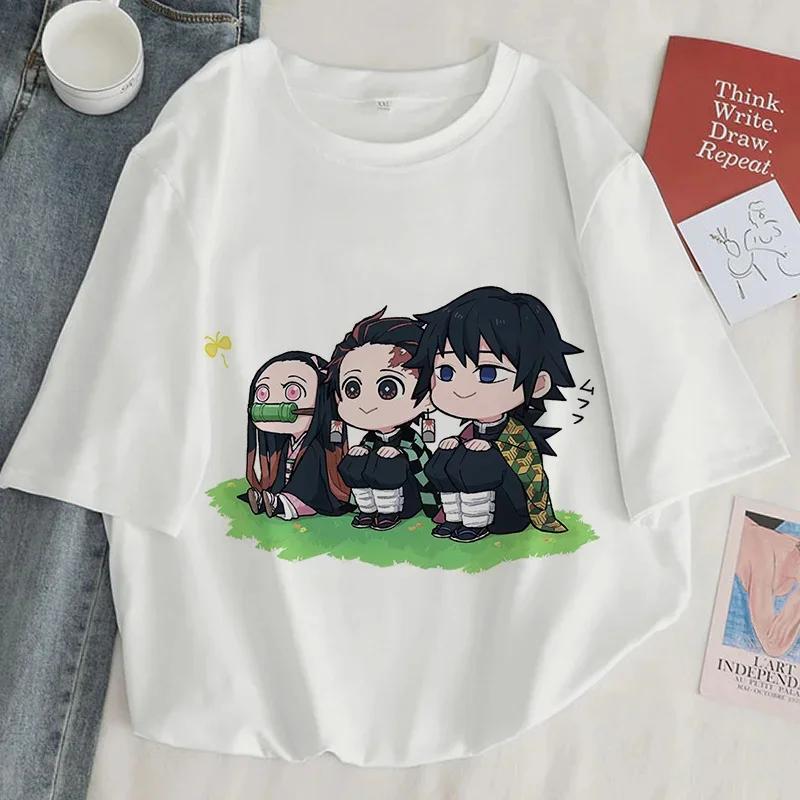 Demon Slayer Printed T-Shirt Harajuku Women's Aesthetic Top T-Shirt Japanese Casual Anime Ullzang Women's T-Shirt Summer T-Shirt