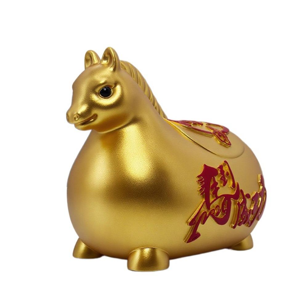 Zodiac Horse Cartoon Piggy Bank Gold Red Coin Saving Box Practical Pig Coin Jar Festive Occasions