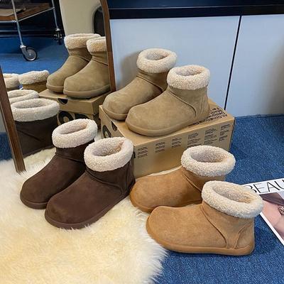 Ugly Cute Big Head Snow Boots 22 Winter New Small Potato Fluffy Short Boots Thick-soled Piled Thickened Large Cotton Shoes