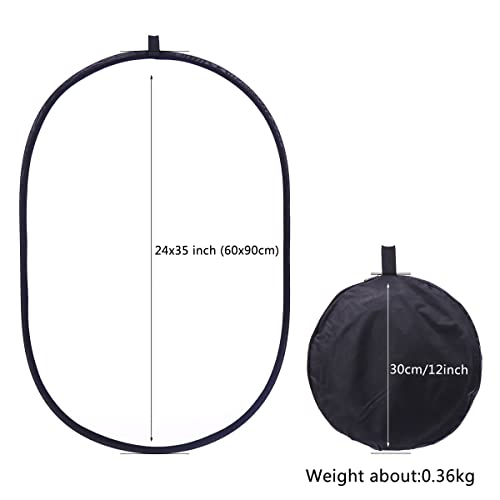 60 × 90cm 5 In 1 Foldable Oval Photography Reflector Set  Including Soft Plate Multi Sided Reflector and Storage Bag