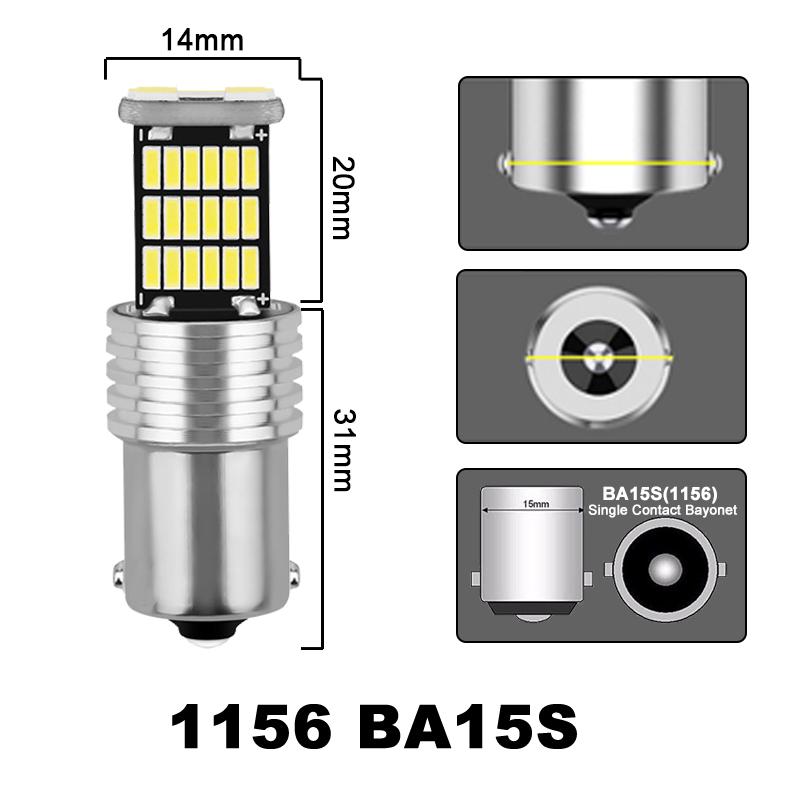 2 PCS P21/5W 1156 BA15S 1157 BAY15D 1157 LED Bulb Canbus 12V 4014 SMD 7000K White Car Tail Reverse Stop Brake Turn Signal Lights