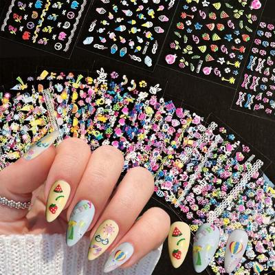 MAYCREATE® 30-Sheet Mini Nail Decal for Nail Art, Adhesive Sweet DIY Nails Decals, Assorted Cute Patterns, Flower, Heart, Lace & More, Chic DIY Nai