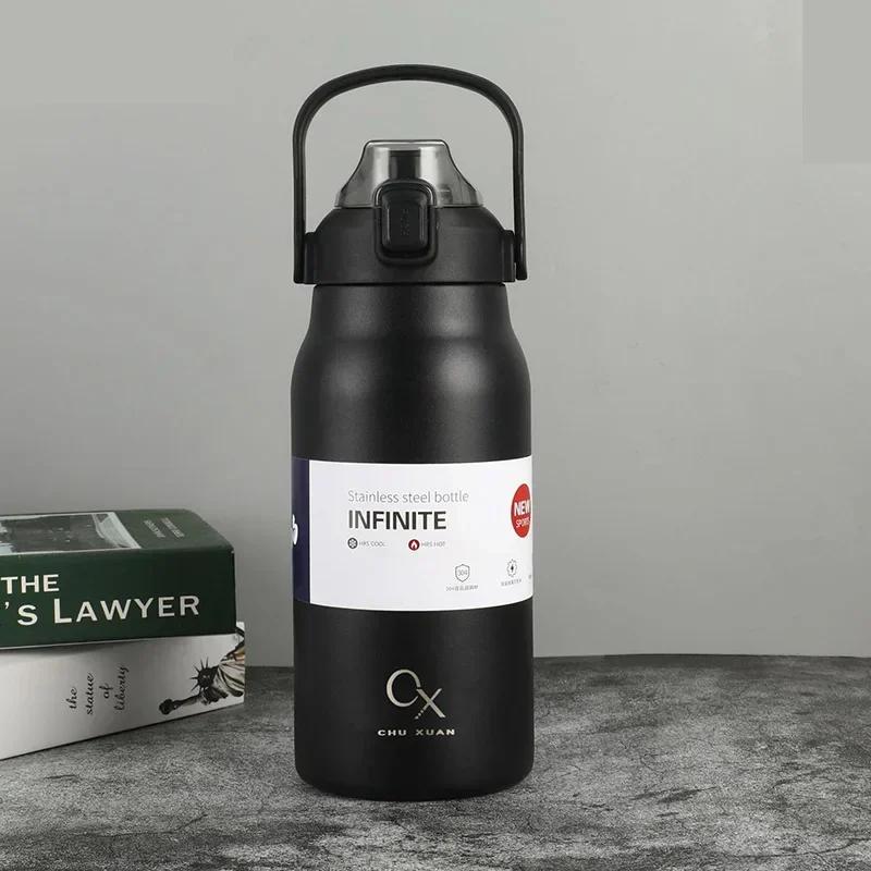 Thermoflasche mit großer Kapazität Edelstahl Thermos Wasserflasche Kalt und Heiß Becher Tragbare Vakuumflasche Tasse Outdoor Becher NEU