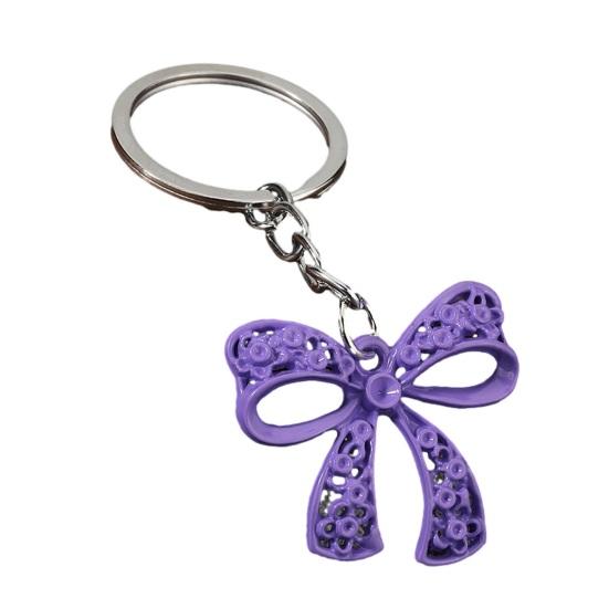 2Pcs Keychain Pendant, Hollow Bow Shape Key Ring with Chain, Compact Portable Key Holder for Men Women Accessories