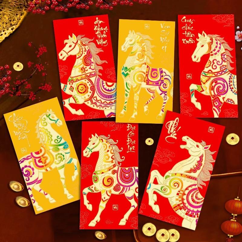 6Pcs Chinese New Year Red Envelope  Horse Year Vietnamese  Hongbao Traditional Lucky Pocket New Year Decorations