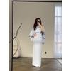 European and American 2024 Solid Color Satin Batwing Shawl Dress with Long Sleeves