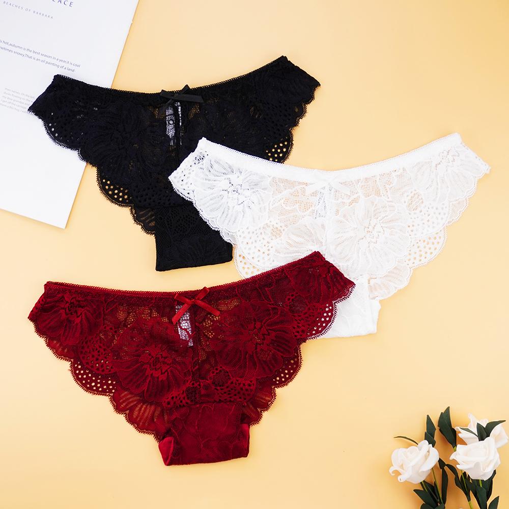Kvinner Undertøy Sett Floral Lace Truser Transparent Hollow Out Briefs Dame Undertøy Intim